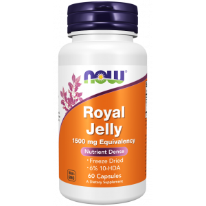 NOW ROYAL JELLY 1500 MG EQUIVALENCY NUTRIENT DENSE DIETARY SUPPLEMENT 60 CAPSULES 